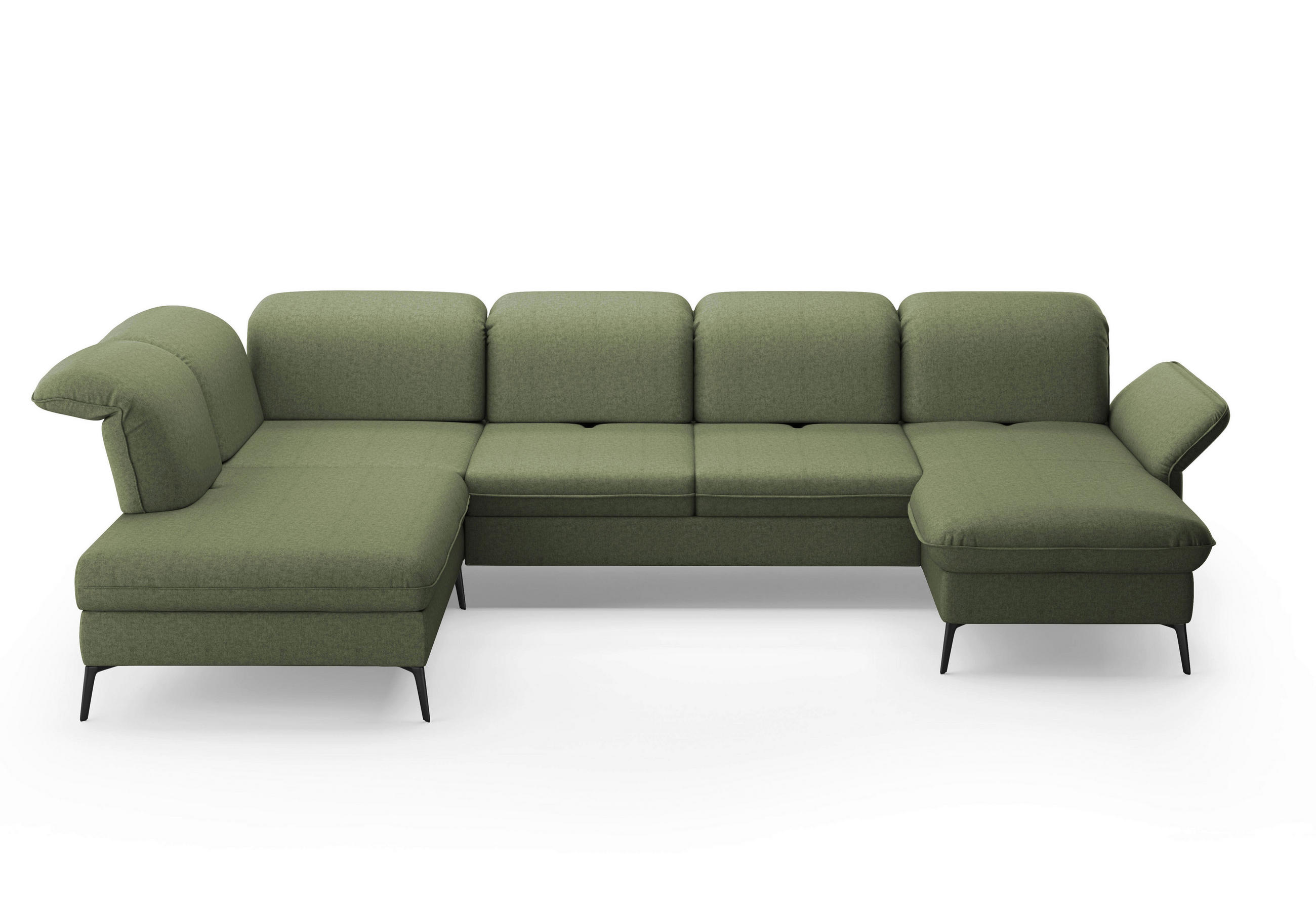 WOHNLANDSCHAFT in Flachgewebe Olivgrün  - Schwarz/Olivgrün, Konventionell, Textil/Metall (231/359/198cm) - Sit & More