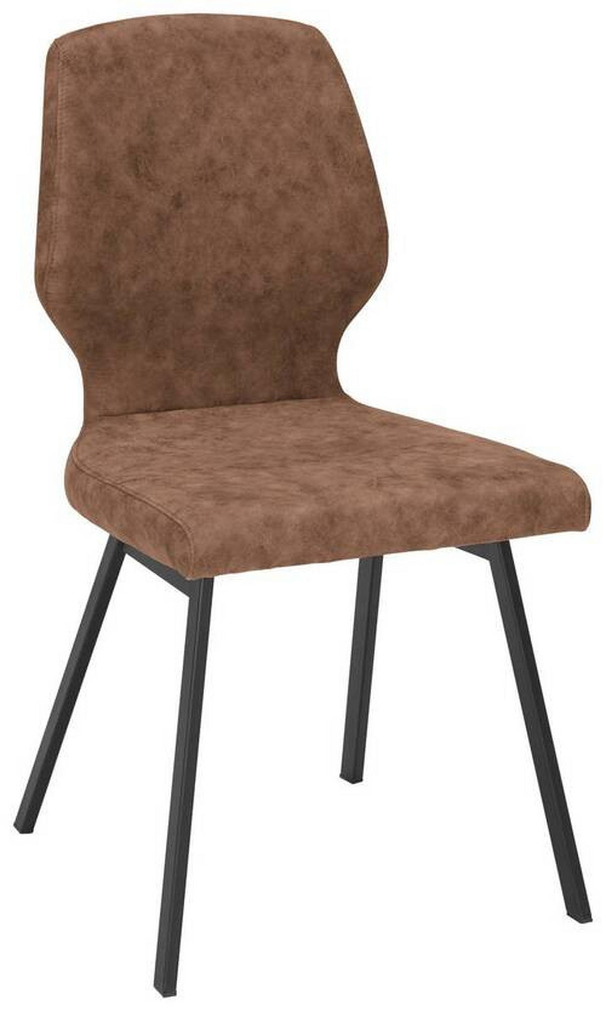 STUHL  in Eisen Mikrofaser Metall, Textil  - Cognac/Schwarz, MODERN, Textil/Metall (46/91/61cm) - Venda