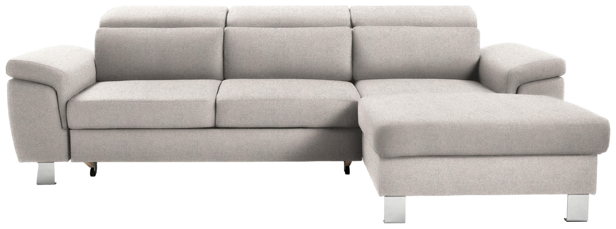 ECKSOFA in Webstoff Ecru  - Ecru/Silberfarben, Design, Textil/Metall (250/167cm) - Xora