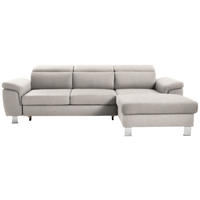 ECKSOFA in Webstoff Ecru  - Ecru/Silberfarben, Design, Textil/Metall (250/167cm) - Xora
