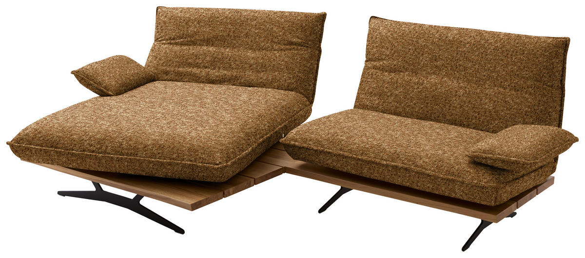 ECKSOFA Chenille, Flachgewebe Cognac, Wildeiche  - Wildeiche/Cognac, Design, Holz/Textil (161/284cm) - Koinor