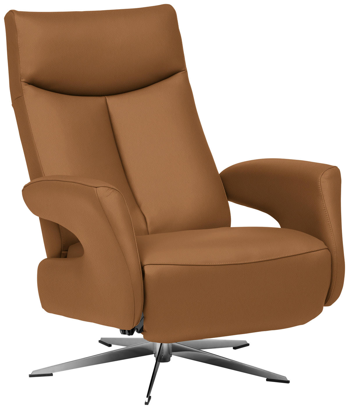 RELAXSESSEL in Leder Cognac  - Chromfarben/Cognac, Design, Leder/Metall (74/105/82cm) - Welnova