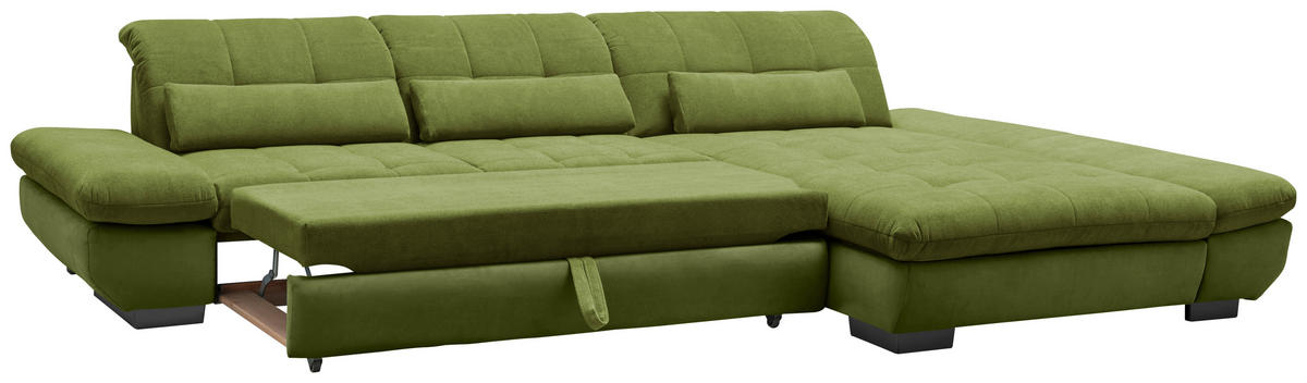 SEDEŽNA GARNITURA, gladka tkanina zelena  - črna/zelena, Design, kovina/tekstil (341/204cm) - Xora