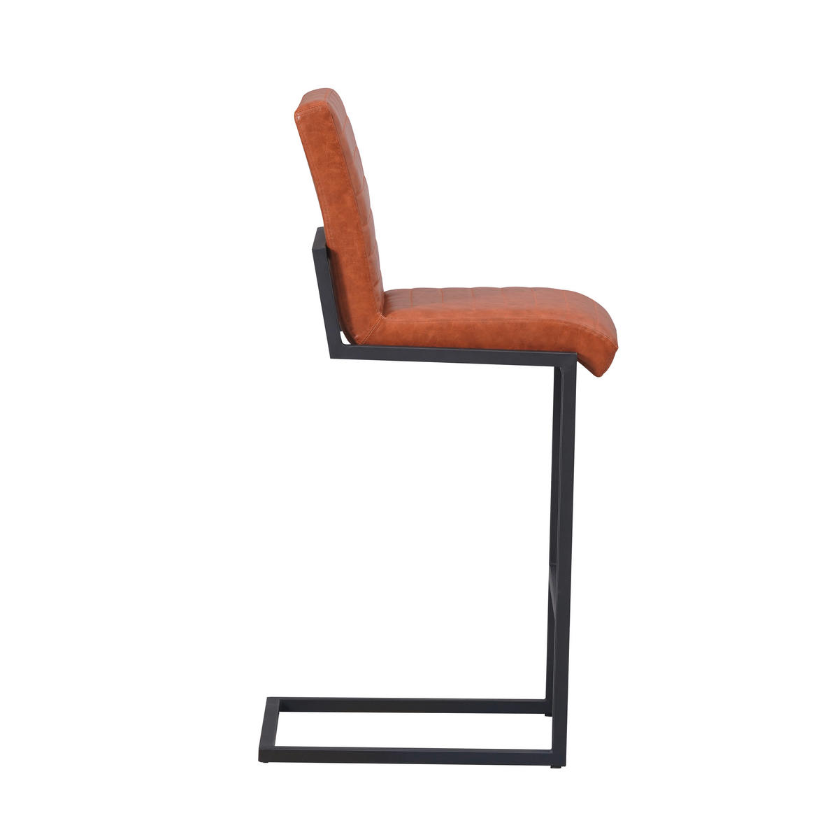 BARHOCKER-SET Lederlook Cognac  - Cognac/Schwarz, MODERN, Textil/Metall (54/100/58cm) - MID.YOU