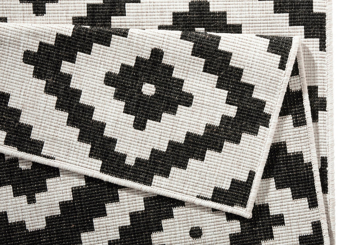 OUTDOORTEPPICH 80/150 cm Twin Creme, Schwarz  - Creme/Schwarz, Basics, Kunststoff (80/150cm) - Novel