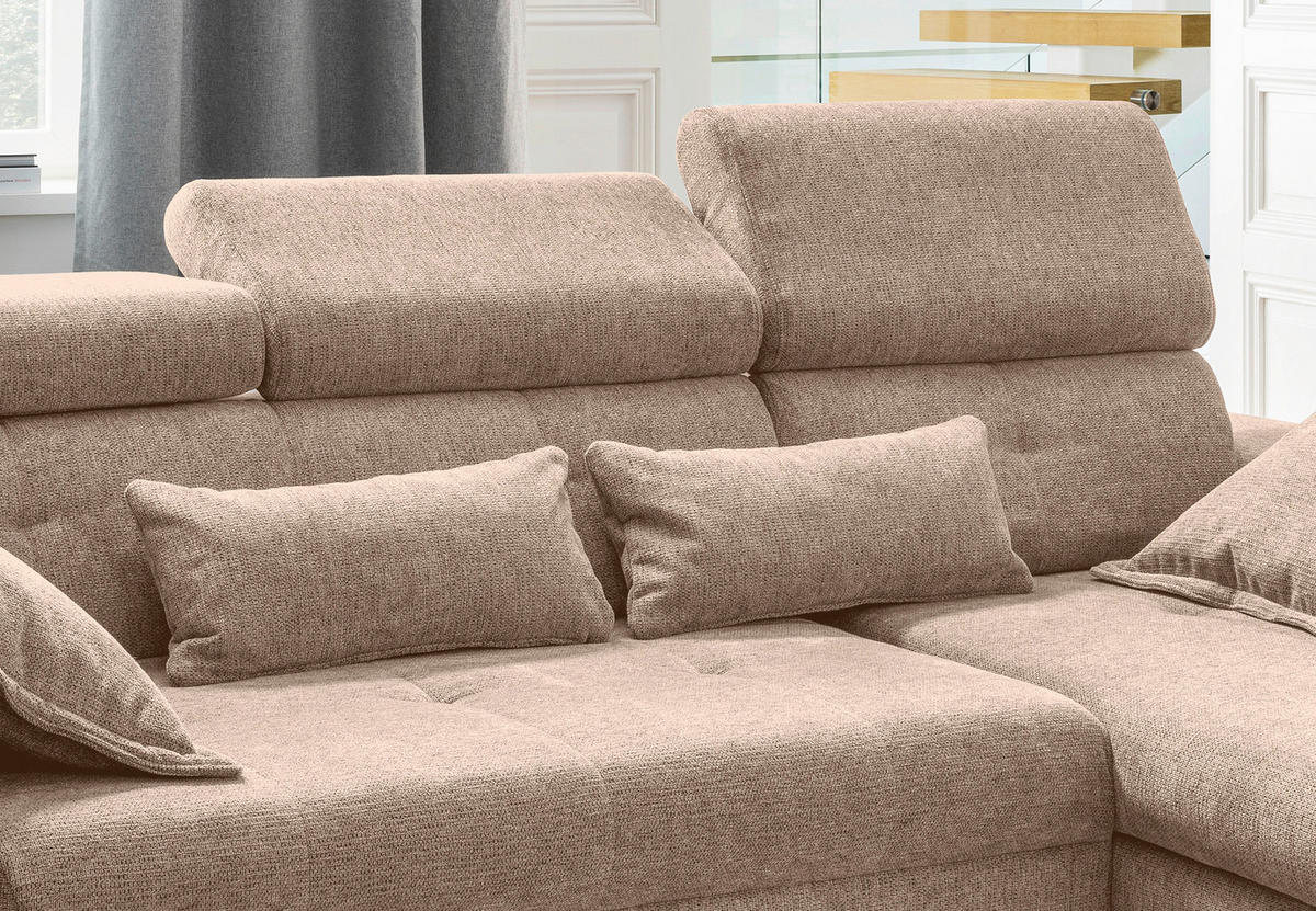 ECKSOFA Chenille Hellbraun  - Hellbraun/Schwarz, Basics, Textil/Metall (270/186cm) - Livetastic