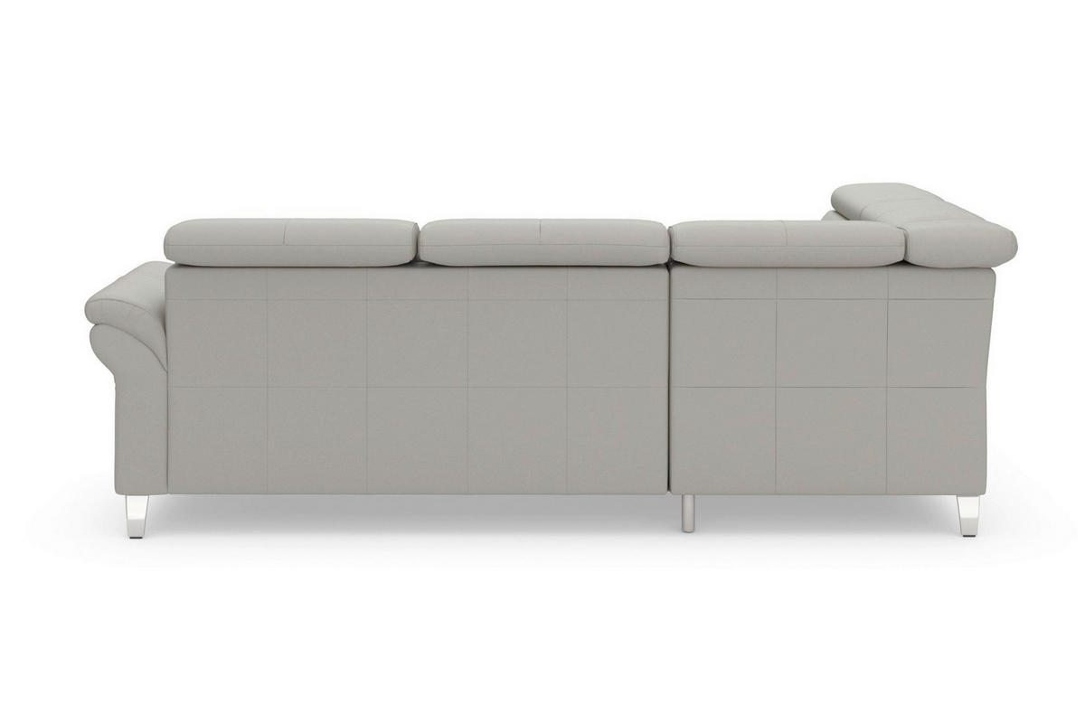 ECKSOFA ARNGAST E Hellgrau Echtleder Kopfteilverstellung  - Chromfarben/Hellgrau, Basics, Leder/Metall (194/245cm) - Sit & More