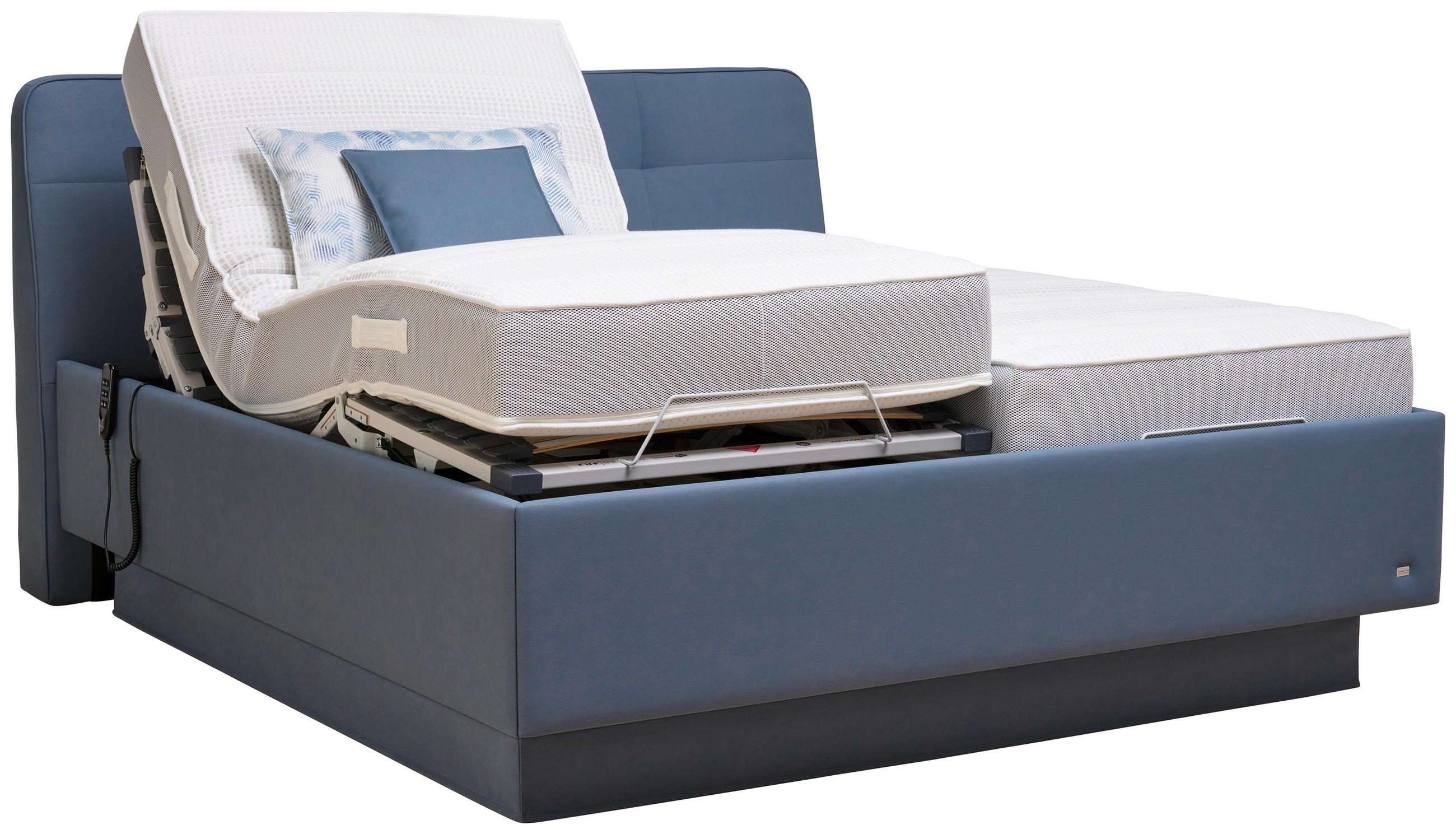 Thumbnail - RUF Betten Polsterbett, Blau, Textil, Birke, Schichtholz, H2 + H3, 4-Zonen, Höhe ca. 26 cm, 180x200 cm, Blauer Engel, Te...