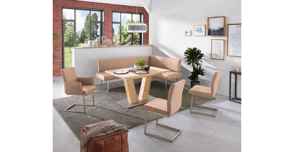 ECKBANK 208/137 cm  in Edelstahlfarben, Sandfarben  - Sandfarben/Edelstahlfarben, Design, Textil/Metall (208/137cm) - Dieter Knoll