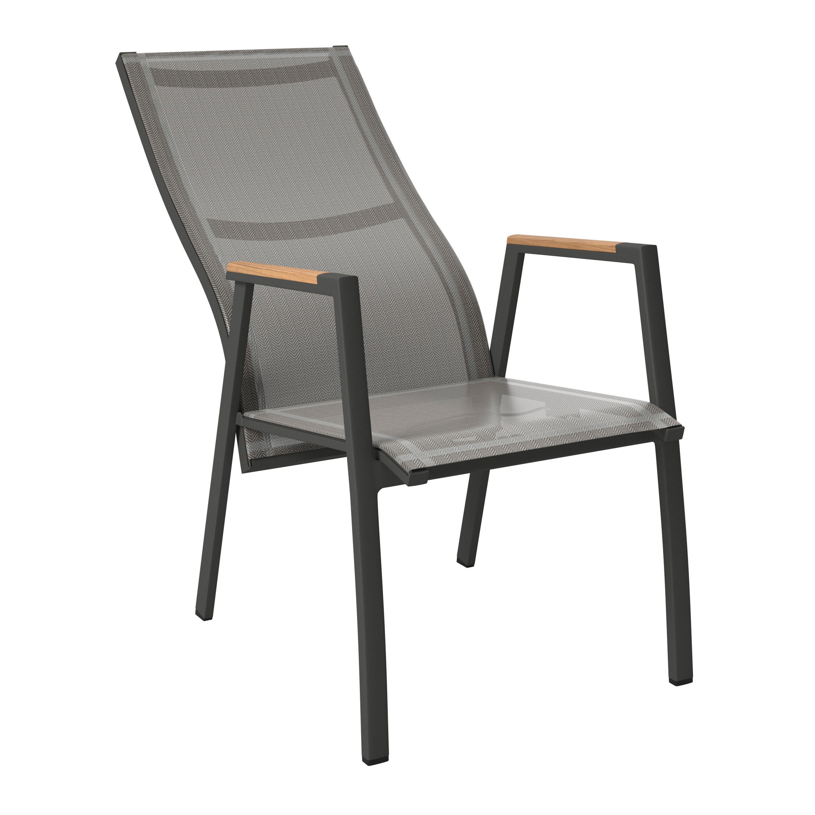GARTENSTUHL Teakholz Aluminium Anthrazit, Dunkelgrau  - Dunkelgrau/Anthrazit, Design, Holz/Textil (57/109,5/72cm) - Ambia Garden