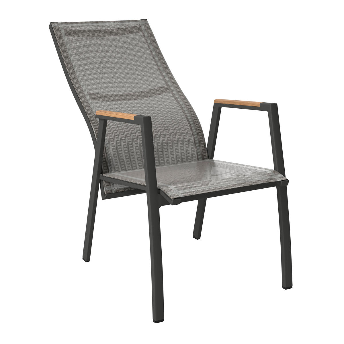 CHAISE DE JARDIN bois, métal, textile anthracite, gris foncé  - couleur de teck/gris foncé, Design, métal/textile (57/109,5/72cm) - Ambia Garden