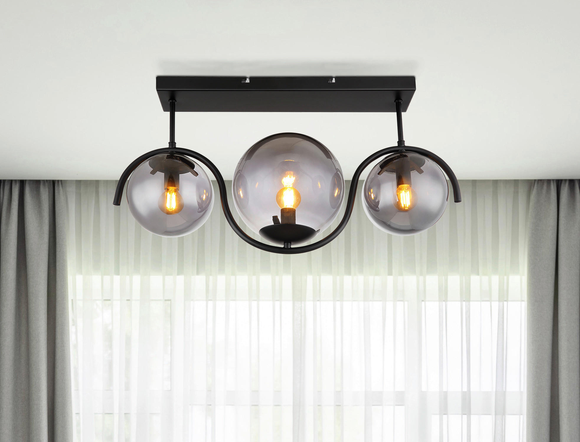 TAKLAMPA 60/20/33 cm  - svart, Basics, metall/glas (60/20/33cm) - Globo
