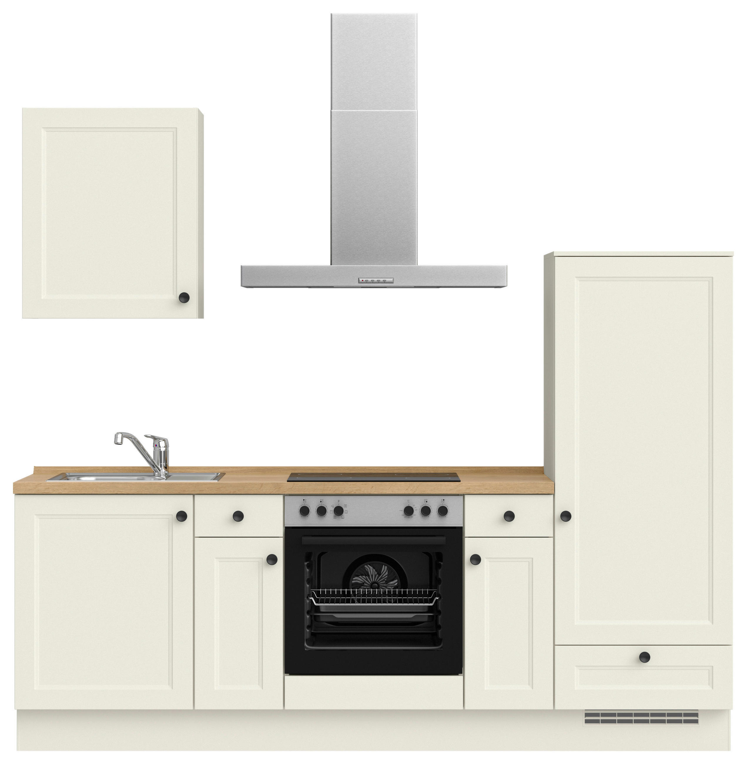 KÜCHENLEERBLOCK 240 cm   in Weiß, Eichefarben  - Eichefarben/Schwarz, MODERN, Holzwerkstoff/Metall (240cm) - Nobilia