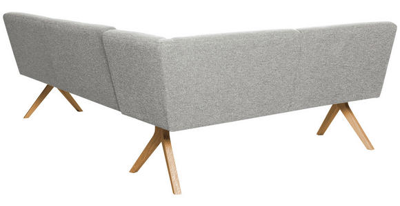 ECKBANK 172/218 cm Webstoff Hellgrau Eiche vollmassiv   - Eichefarben/Hellgrau, KONVENTIONELL, Holz/Textil (172/218cm) - Linea Natura