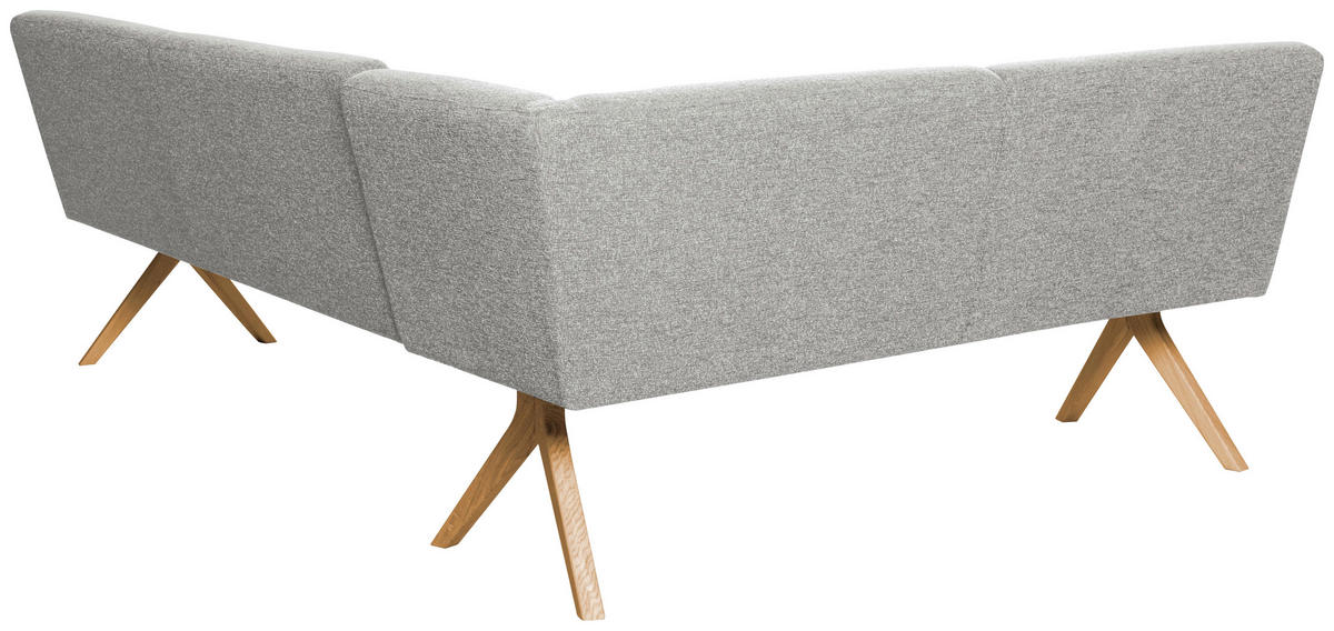 ECKBANK 172/218 cm Webstoff Hellgrau Eiche vollmassiv   - Eichefarben/Hellgrau, KONVENTIONELL, Holz/Textil (172/218cm) - Linea Natura