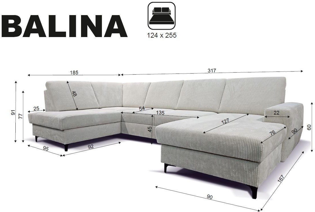 Thumbnail - Stylife Wohnlandschaft, Grau, Textil, 4-Sitzer, Ottomane rechts, U-Form, 317x185 cm, Made in EU, Rücken echt, Wohnzimmer...