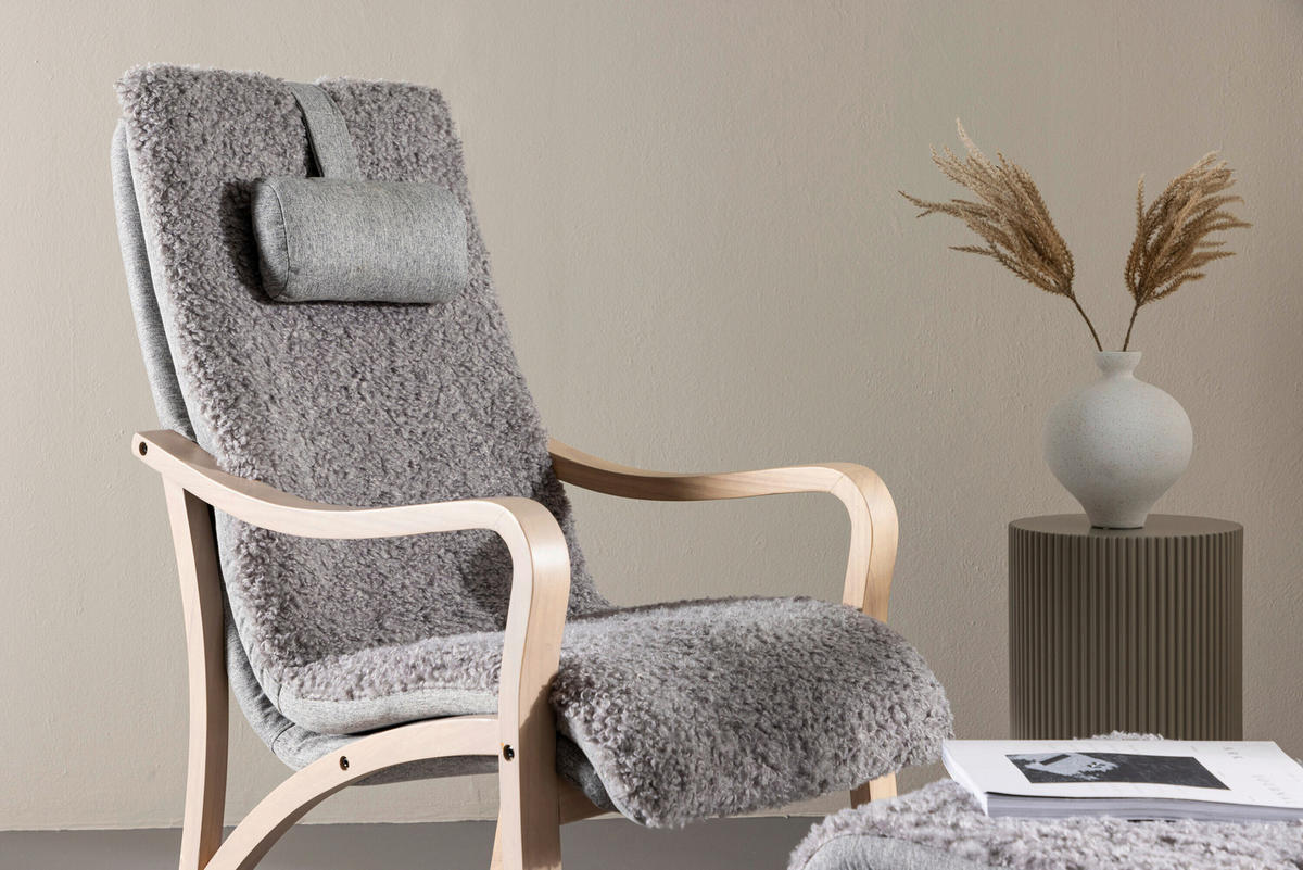 STOL MED ARMSTÖD  - ljusgrå/ekfärgad, Modern, trä/textil (60/107/89cm) - Livetastic