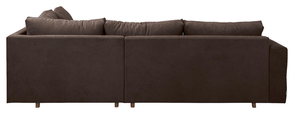 ECKSOFA inkl. Hocker Ariella Graubraun Mikrofaser  - Graubraun/Naturfarben, Design, Holz/Textil (161/231cm) - Livetastic