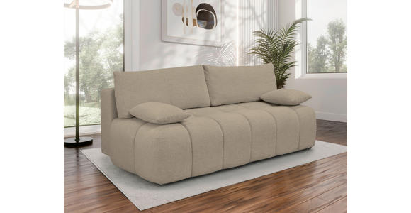 BOXSPRINGSOFA in Chenille Beige  - Beige/Schwarz, MODERN, Kunststoff/Textil (210/72/105cm) - Cantus