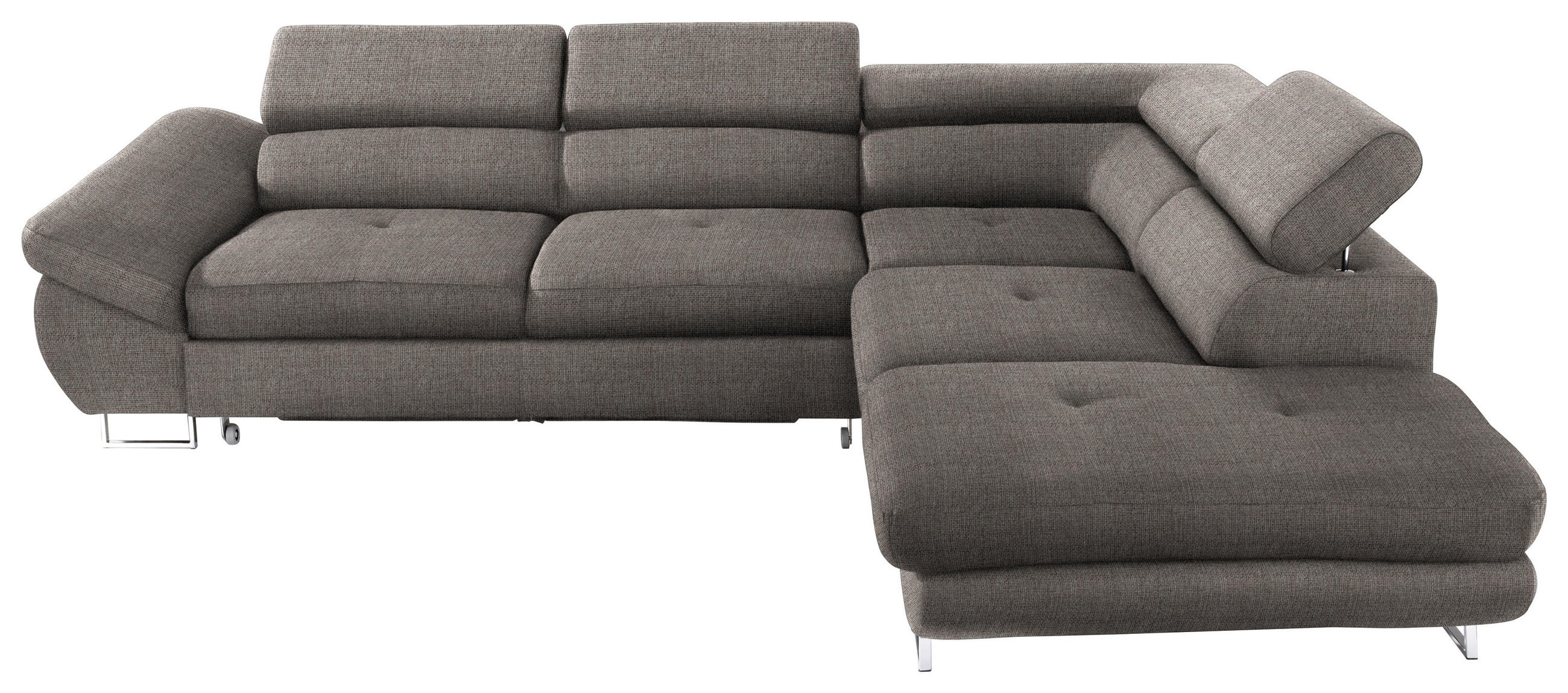 ECKSOFA in Webstoff Creme, Grau  - Creme/Grau, Design, Textil/Metall (280/235cm) - Hom`in