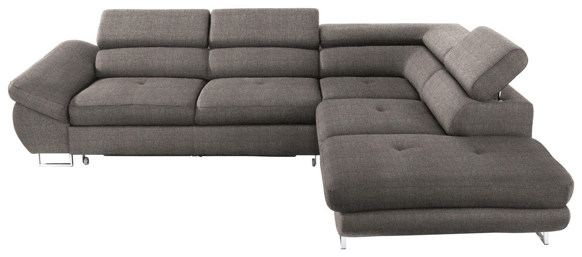 ECKSOFA in Webstoff Creme, Grau  - Creme/Grau, Design, Textil/Metall (280/235cm) - Hom`in