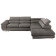 ECKSOFA in Webstoff Creme, Grau  - Creme/Grau, Design, Textil/Metall (280/235cm) - Hom`in