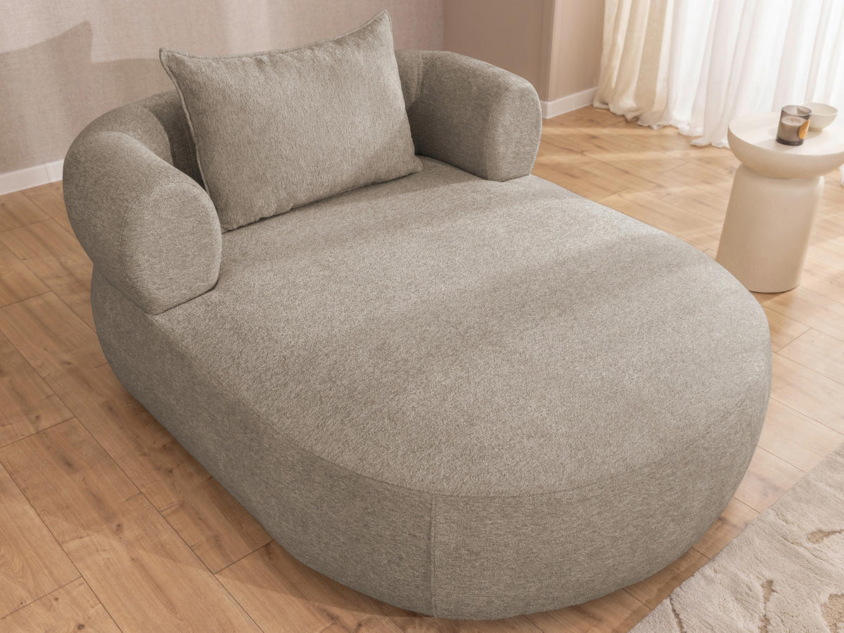 XXL-SESSEL Chenille Hellbraun    - Hellbraun/Schwarz, Design, Kunststoff/Textil (122/76/156cm) - Livetastic