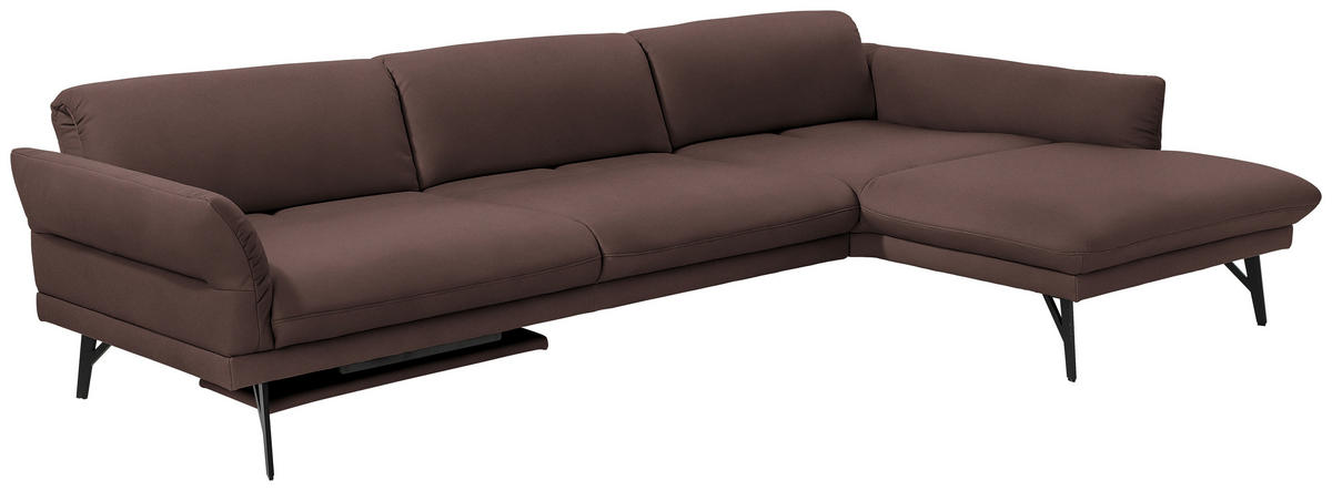ECKSOFA Posh in Echtleder Braun  308/173 cm  - Anthrazit/Braun, Design, Leder/Metall (308/173cm) - Joop!