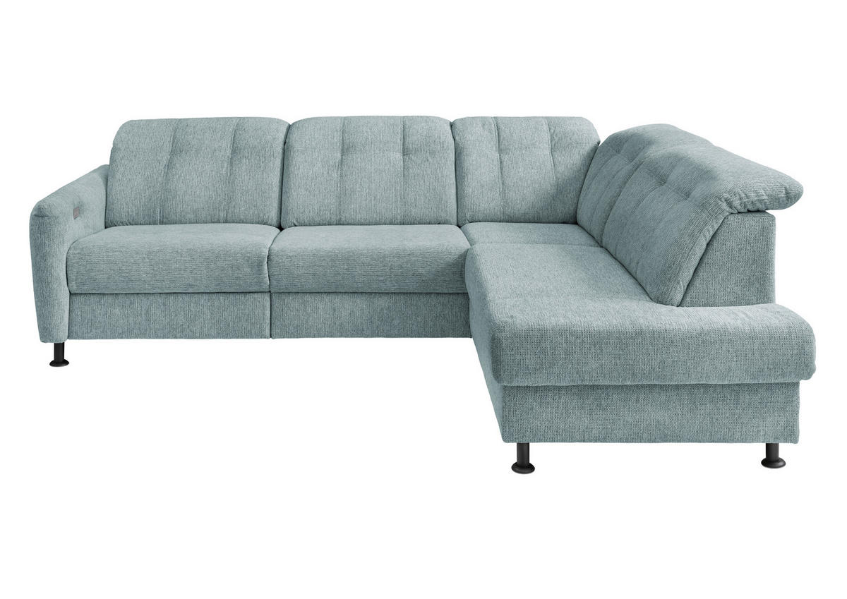 ECKSOFA in Chenille Blau  - Blau/Schwarz, Modern, Textil/Metall (270/198cm) - Livetastic