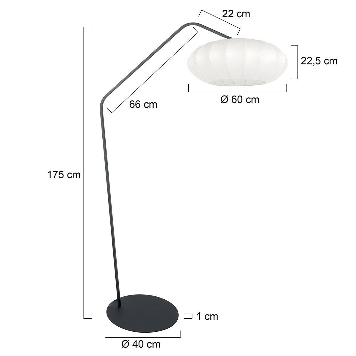 STEHLEUCHTE - Weiss/Schwarz, Trend, Textil/Metall (60/173/70cm)