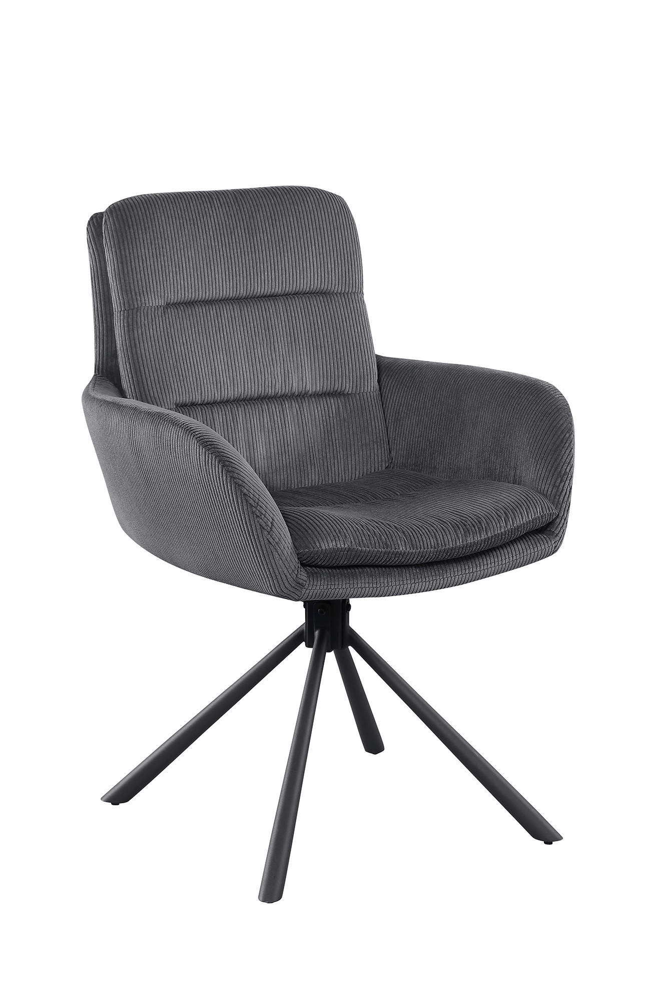 DREHSTUHL Cord Dunkelgrau  - Dunkelgrau/Schwarz, MODERN, Textil/Metall (60/89/64cm) - Livetastic