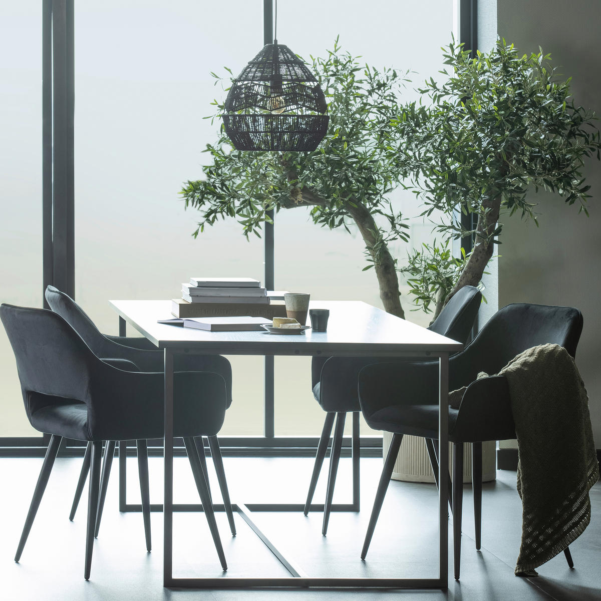 ARMLEHNSTUHL-SET 2 Stück  in Eisen Samt  - Schwarz, MODERN, Textil/Metall (60/80/57cm) - Livetastic