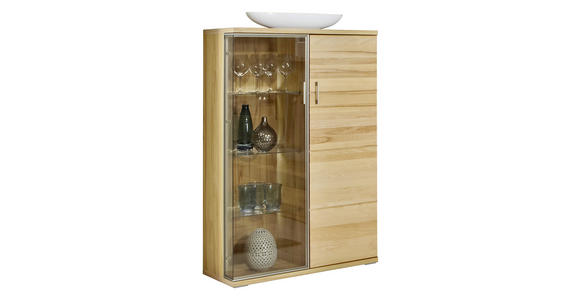 VITRINE Kernbuche Buchefarben - Silberfarben/Buchefarben, KONVENTIONELL, Glas/Holzwerkstoff (90/143,4/40,4cm) - Cantus