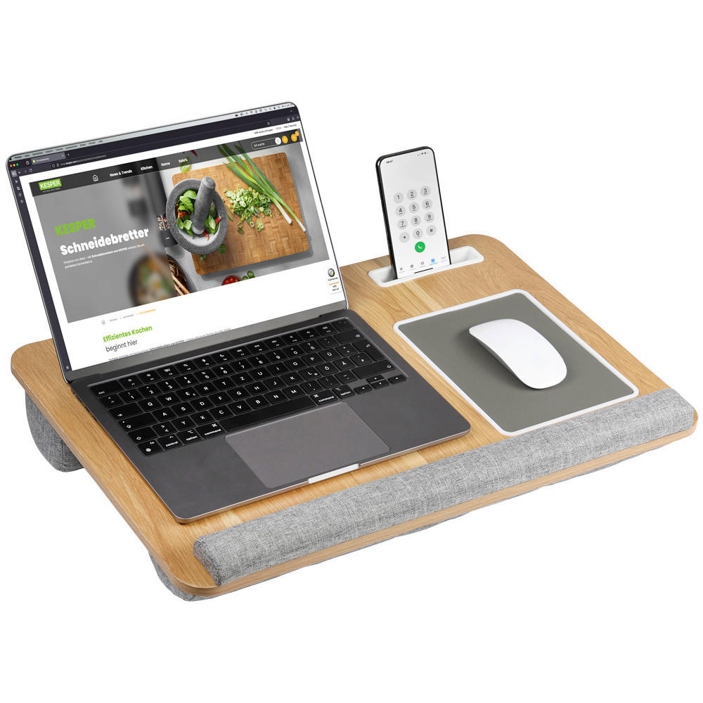 LAPTOPUNTERLAGE - Hellbraun/Grau, Basics, Holzwerkstoff/Kunststoff (55,5cm) - Kesper