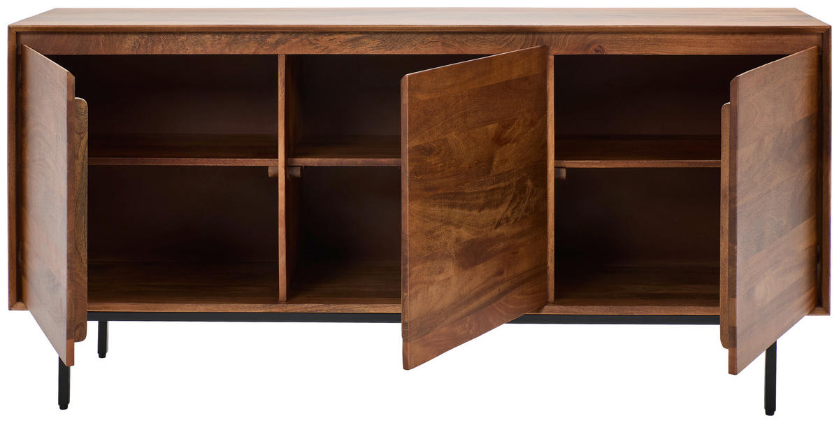 SIDEBOARD  in 160/76/40 cm  - Schwarz/Naturfarben, LIFESTYLE, Holz/Metall (160/76/40cm) - Livetastic