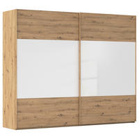 SCHWEBETÜRENSCHRANK 271/223/68 cm 2-türig Weiß, Eiche Artisan  - Eichefarben/Weiß, Design, Glas/Holzwerkstoff (271/223/68cm) - Xora