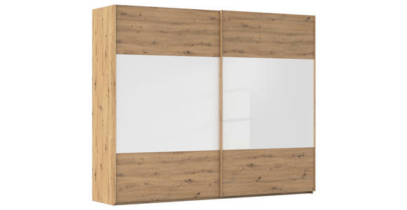 SCHWEBETÜRENSCHRANK 271/223/68 cm 2-türig Weiß, Eiche Artisan  - Eichefarben/Weiß, Design, Glas/Holzwerkstoff (271/223/68cm) - Xora