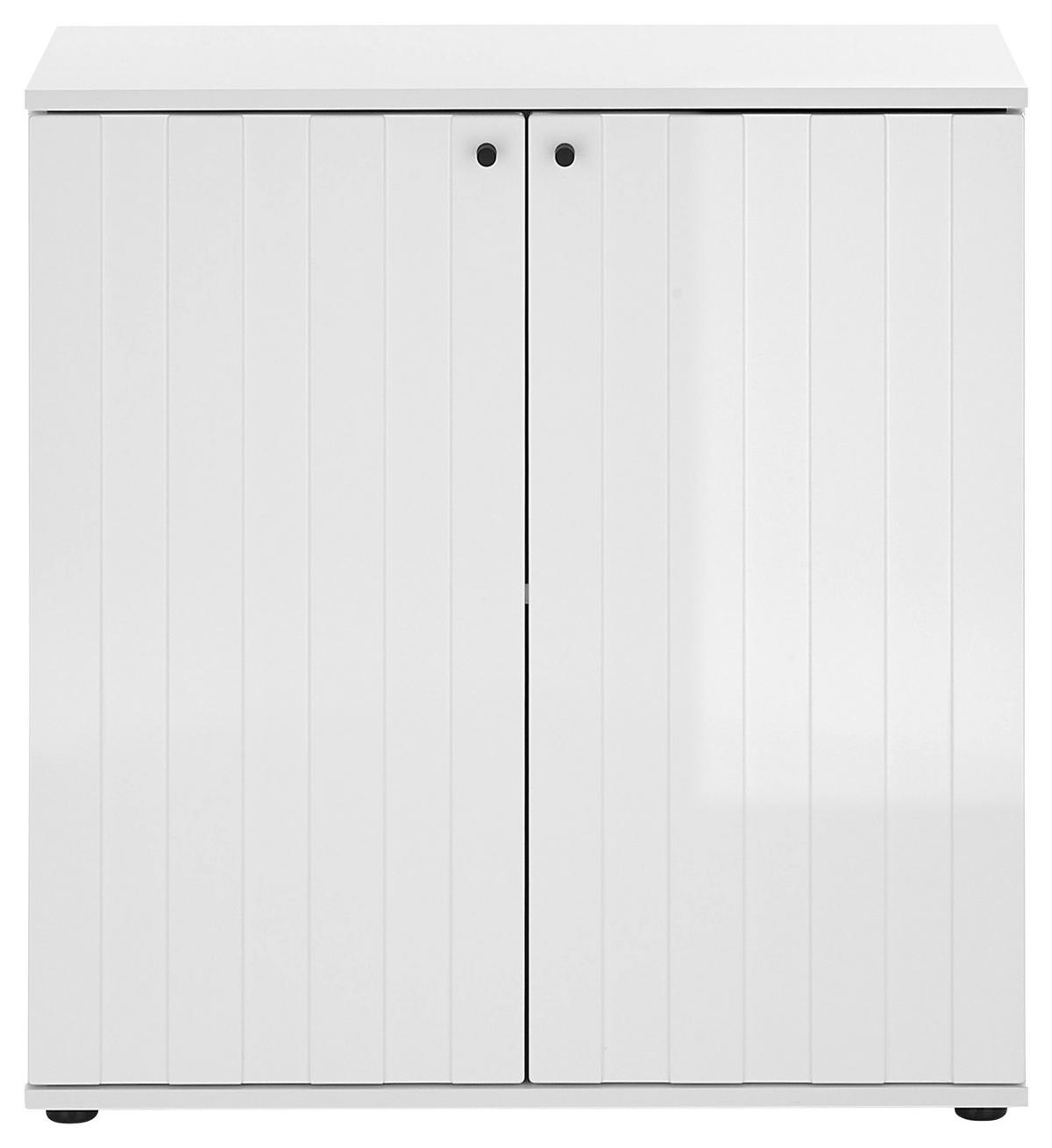 KOMMODE  in 80/83/38 cm  - Weiß Hochglanz/Schwarz, Basics, Holzwerkstoff/Kunststoff (80/83/38cm)