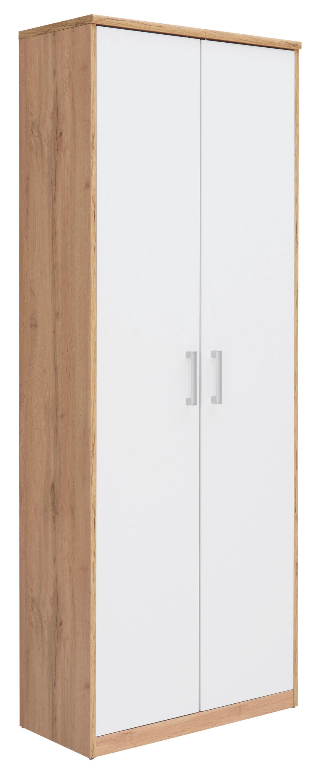 MEHRZWECKSCHRANK 72/194/36 cm,  in Weiß, Eiche Wotan  - Silberfarben/Eiche Wotan, Basics, Holzwerkstoff/Kunststoff (72/194/36cm) - Xora
