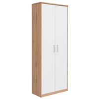 MEHRZWECKSCHRANK 72/194/36 cm,  in Weiß, Eiche Wotan  - Silberfarben/Eiche Wotan, Basics, Holzwerkstoff/Kunststoff (72/194/36cm) - Xora