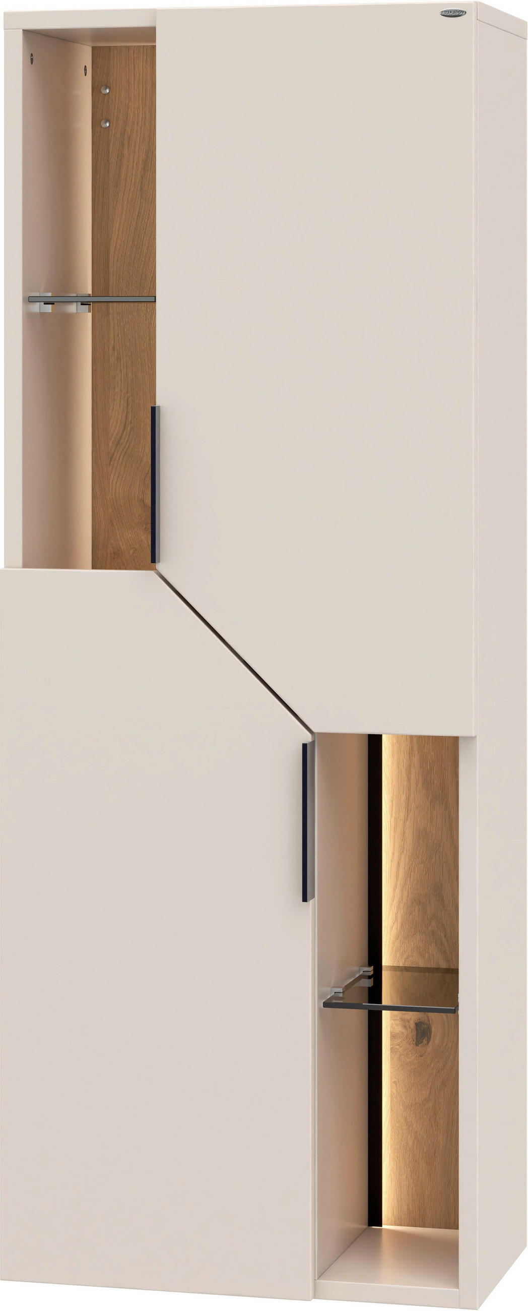 MIDISCHRANK 47/128/35 cm  - Taupe/Eichefarben, LIFESTYLE, Glas/Holz (47/128/35cm) - Voglauer
