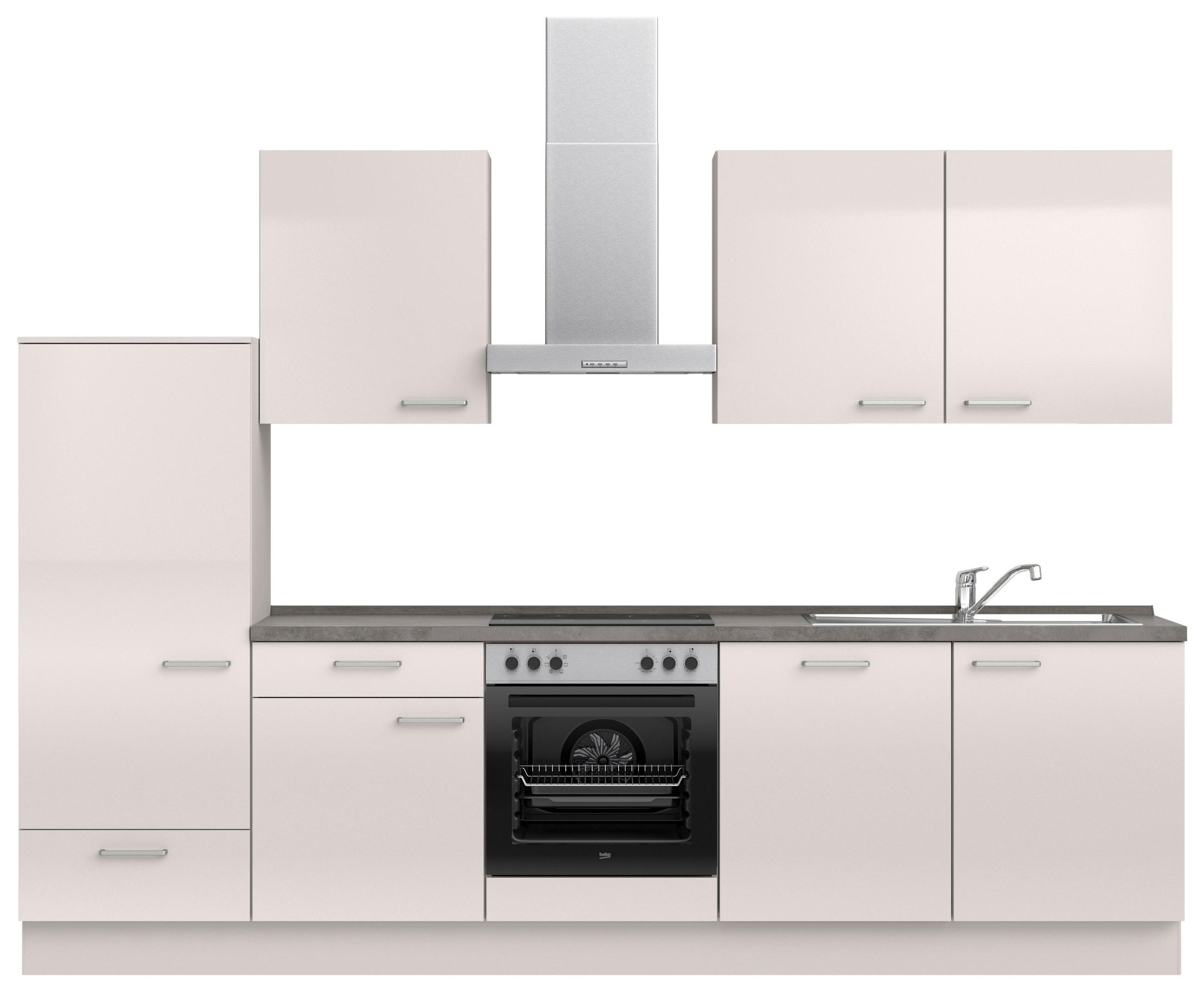 KÜCHENLEERBLOCK 300 cm   in Schieferfarben, Hellgrau  - Schieferfarben/Edelstahlfarben, MODERN, Holzwerkstoff/Metall (300cm) - Nobilia