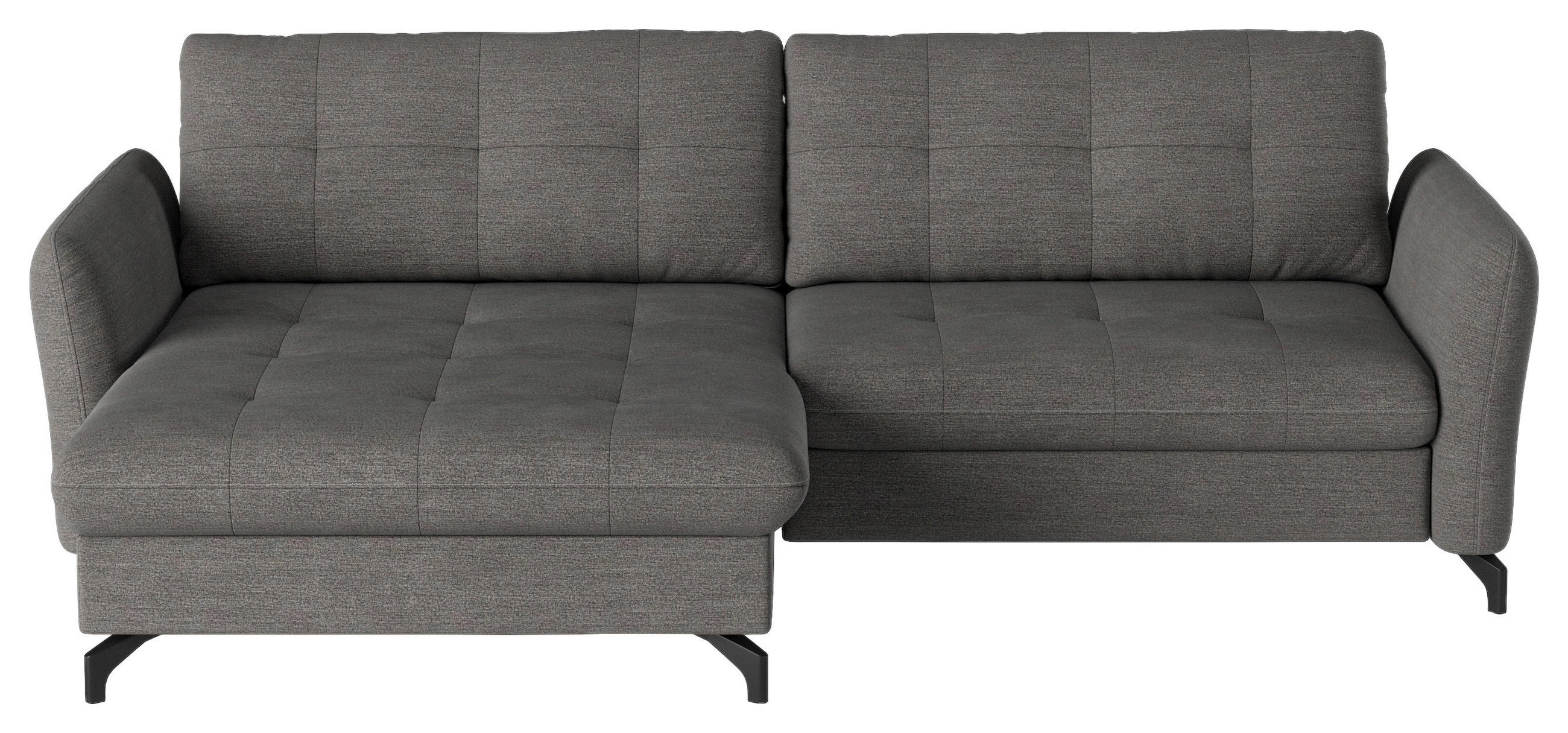 ECKSOFA in Flachgewebe, Leinenoptik Dunkelgrau 170/242 cm - Dunkelgrau/Schwarz, Design, Textil/Metall (170/242cm) - Xora