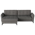 ECKSOFA in Flachgewebe, Leinenoptik Dunkelgrau  - Dunkelgrau/Schwarz, Design, Textil/Metall (170/242cm) - Xora