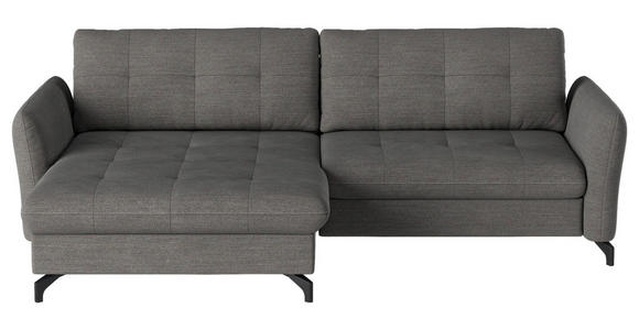 ECKSOFA in Flachgewebe, Leinenoptik Dunkelgrau  - Dunkelgrau/Schwarz, Design, Textil/Metall (170/242cm) - Xora