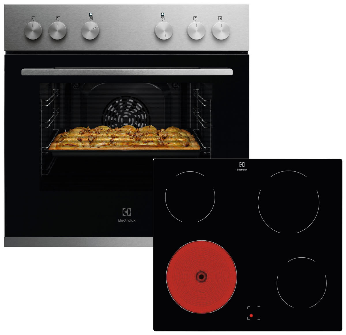 HERDSET ELXH1X  - Edelstahlfarben, Basics, Glas/Metall (59,4/59,0/56,0cm) - Electrolux
