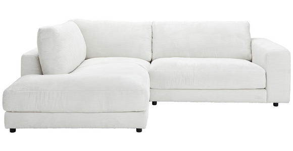 ECKSOFA  in Cord Weiß  224/265 cm  - Schwarz/Weiß, Design, Kunststoff/Textil (224/265cm) - Hom`in