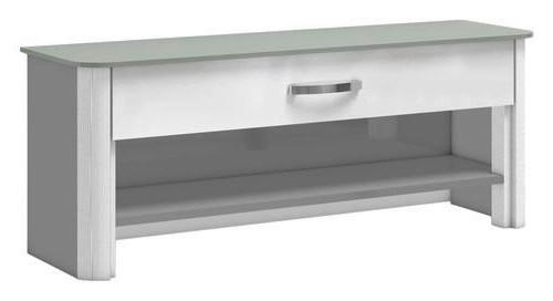 GARDEROBENBANK Weiß, Alufarben  - Chromfarben/Alufarben, Design, Glas/Metall (117/46/34cm) - Moderano