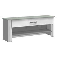 GARDEROBENBANK 117/46/34 cm  - Chromfarben/Weiss, Design, Glas/Holzwerkstoff (117/46/34cm) - Moderano
