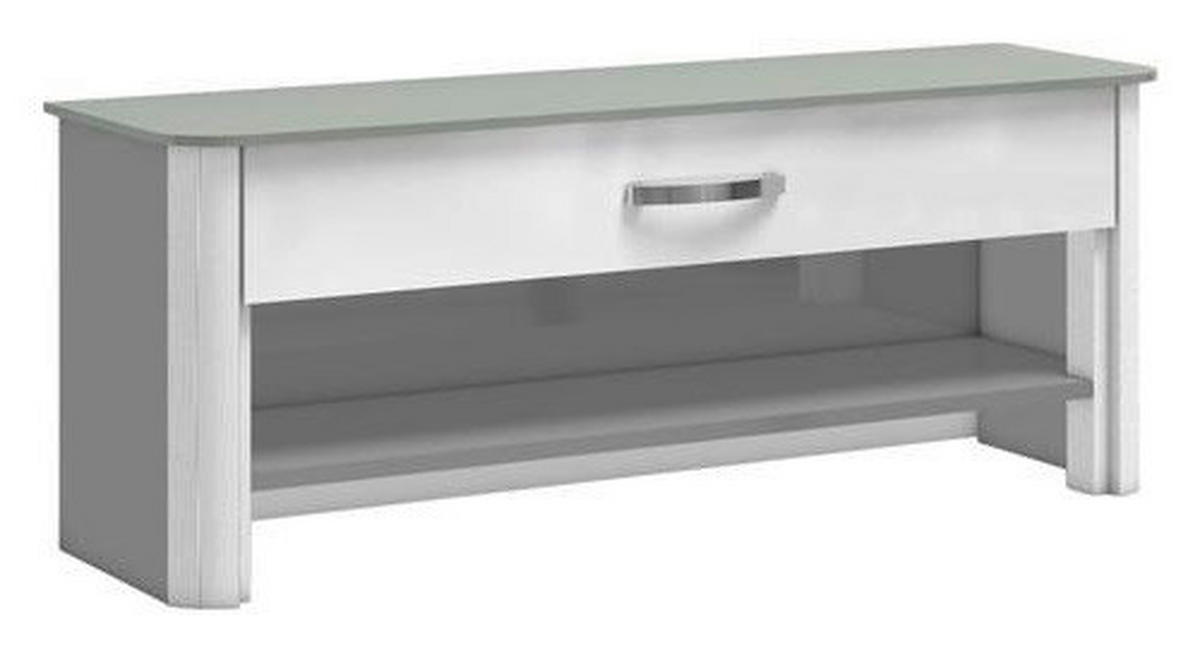 GARDEROBENBANK 117/46/34 cm  - Chromfarben/Weiss, Design, Glas/Holzwerkstoff (117/46/34cm) - Moderano